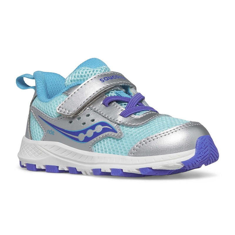 Saucony Kid’s Ride 10 Jr. Sneaker (Silver/Turquoise)