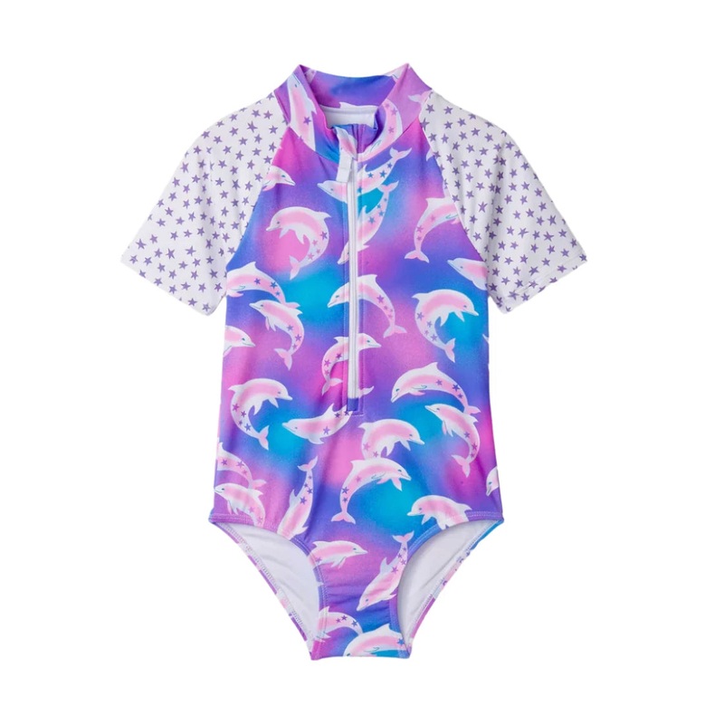 Hatley One-Piece Rashguard (Airbrush Dolphins)