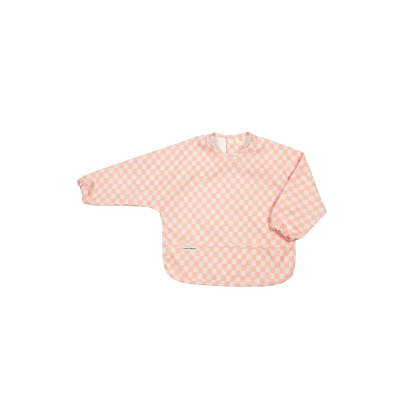 LouLou LOLLIPOP Long Sleeve Bib (Pink Checkerboard)