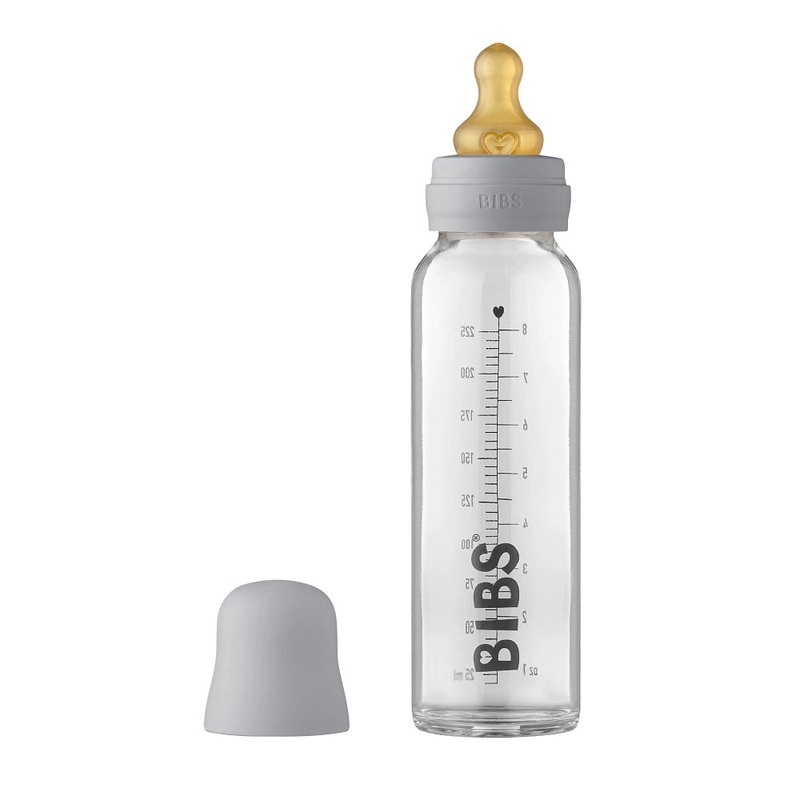 BIBS Baby Glass Bottle Complete Set Latex 225ml (Cloud)