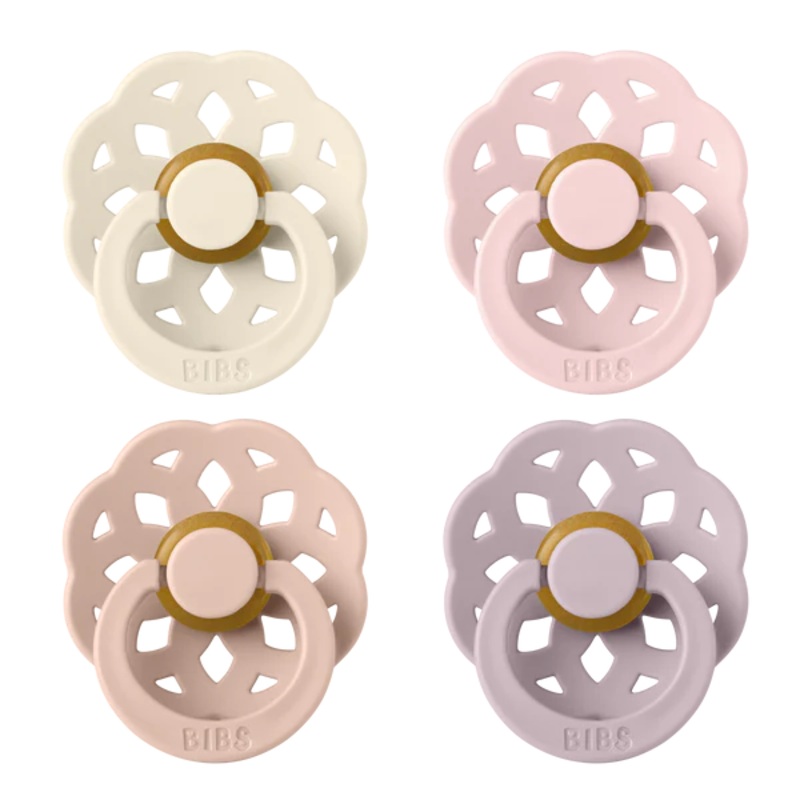 BIBS Boheme Round Latex Pacifier 4-Pack (Ivory/Blush/Blossom/Dusky Lilac)