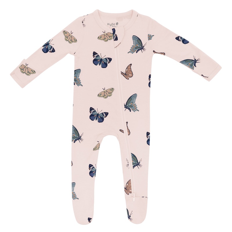 Kyte Baby Zippered Footie (Blush Butterfly)