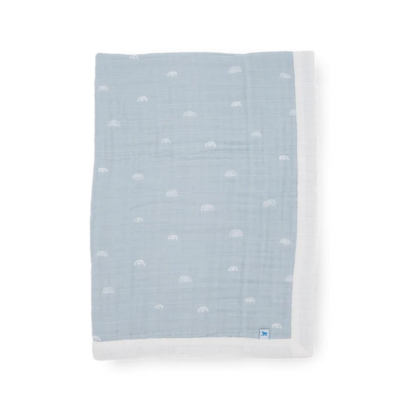 Little Unicorn Cotton Muslin Baby Quilt (Blue Rainbow)