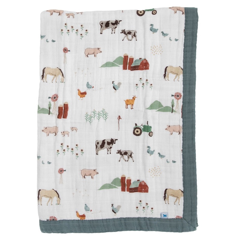 Little Unicorn Cotton Muslin Baby Quilt (Farmyard)