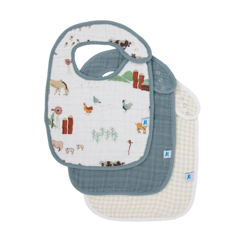 Little Unicorn Cotton Muslin Classic Bib Set (Farmyard)