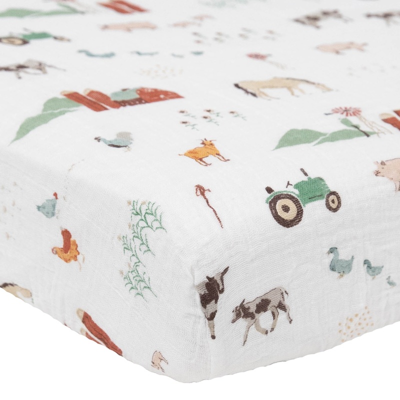 Little Unicorn Cotton Muslin Crib Sheet (Farmyard)