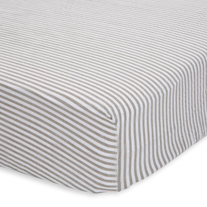 Little Unicorn Cotton Muslin Crib Sheet (Grey Stripe)