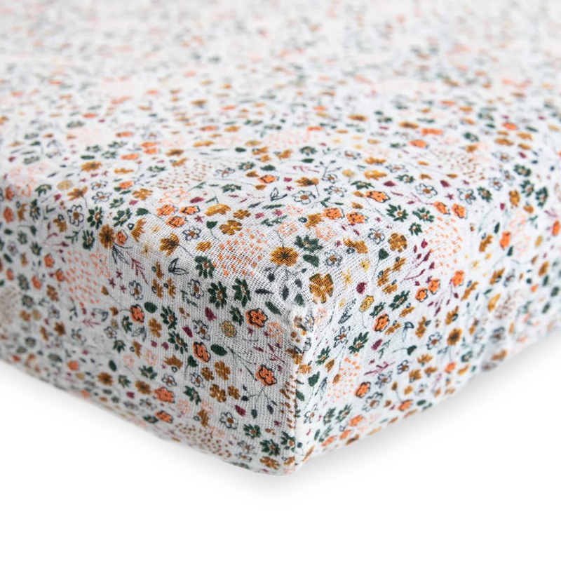 Little Unicorn Cotton Muslin Crib Sheet (Pressed Petals)