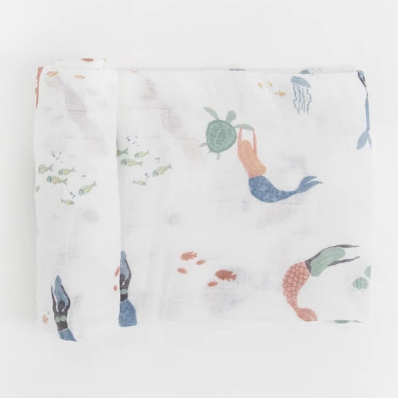 Little Unicorn Cotton Muslin Single Swaddle (Mermaids)