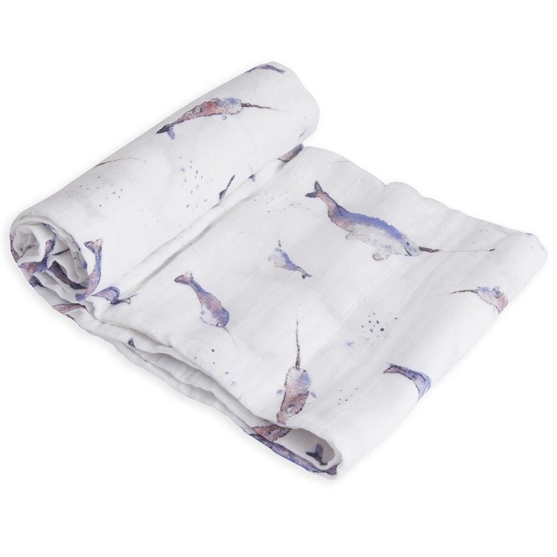 Little Unicorn Cotton Muslin Single Swaddle (Narwhal)