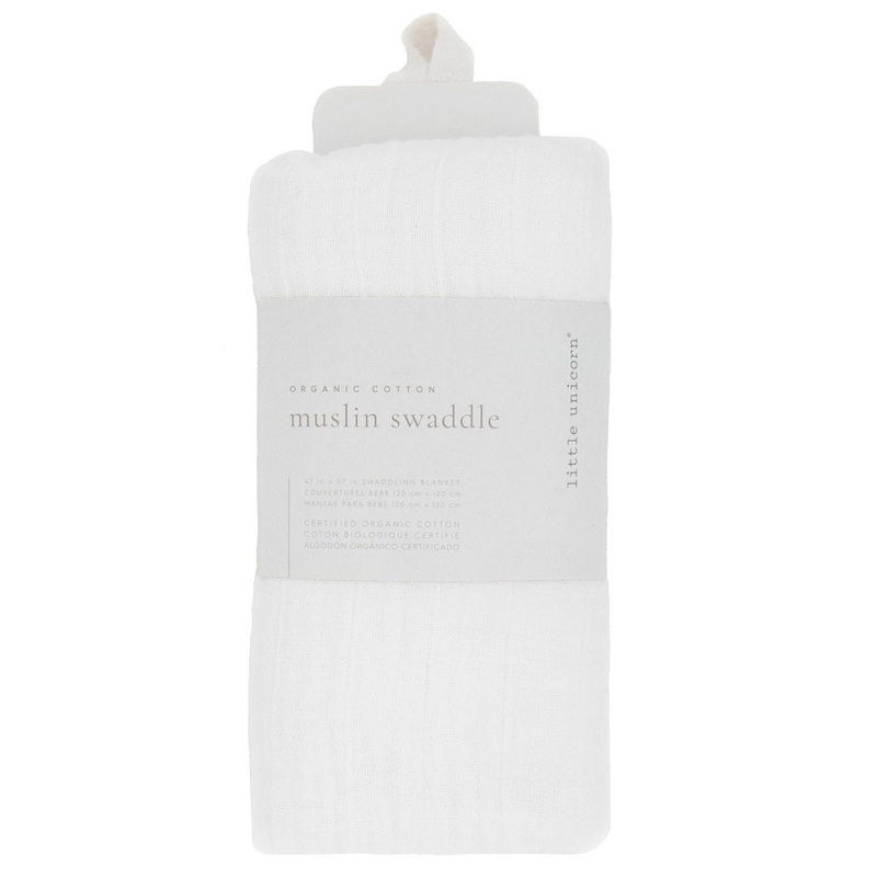 Little Unicorn Organic Cotton Muslin Swaddle Blanket (White)