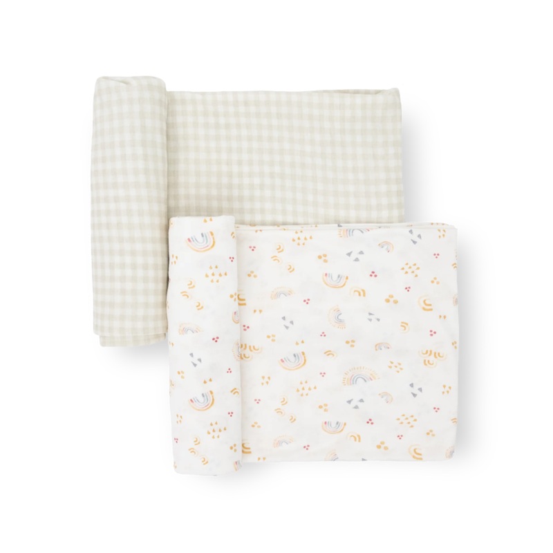 Little Unicorn Stretch Knit Swaddle Set (Rainbows)