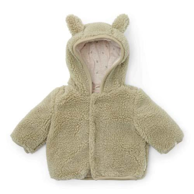 Cardigan Bunny Ears, Teddy Fabric – Soft Green