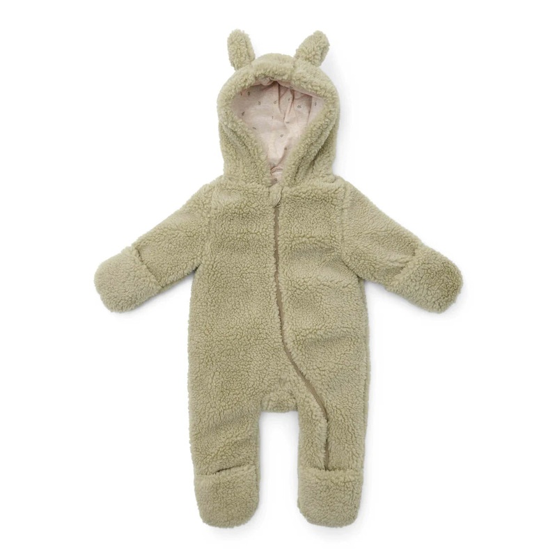 One-Piece Suit Bunny Ears, Teddy Fabric – Soft Green
