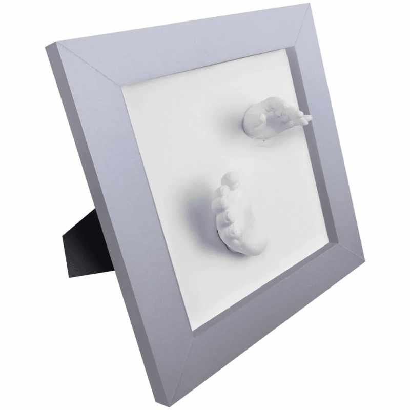 3D Baby Hand & Footprint Frame  Silver