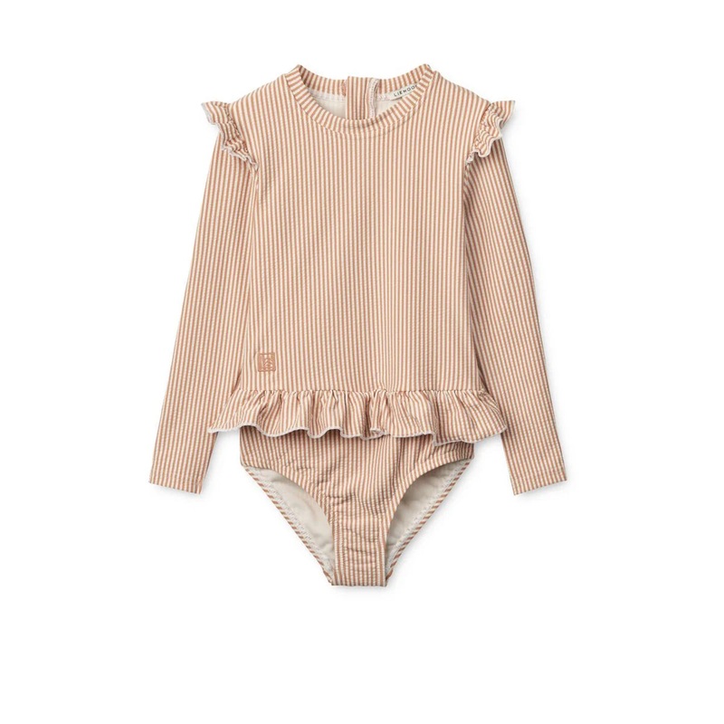 Long-Sleeved Swimsuit, Sille Baby – Stripe Pale Tuscany/ Creme de la Creme