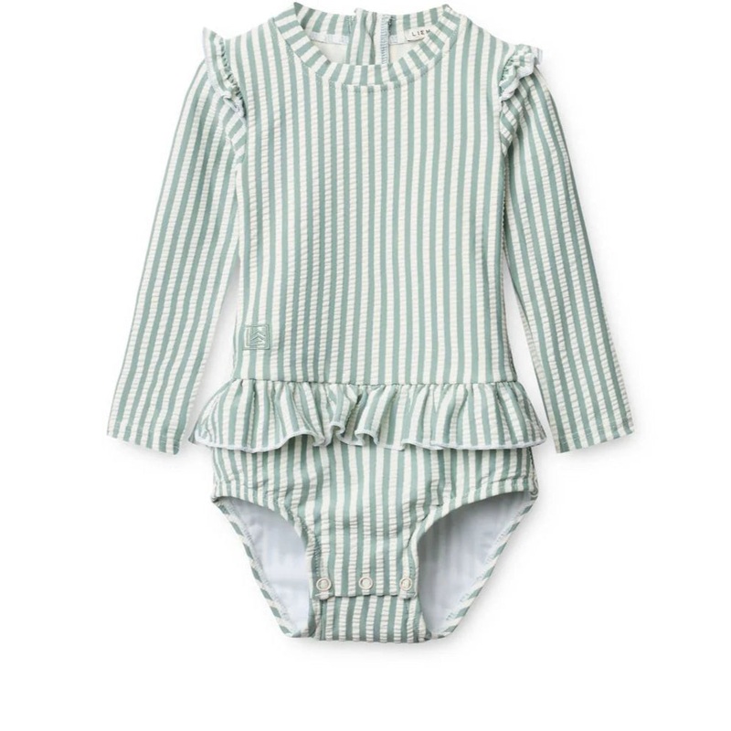 Long-Sleeved Swimsuit, Sille Baby – Stripe Peppermint/ Creme de la creme