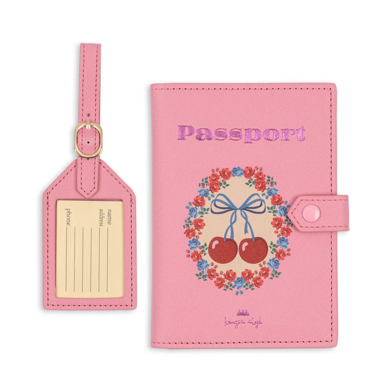 Kids Luggage Tag & Passport Cover – Cherry Bow
