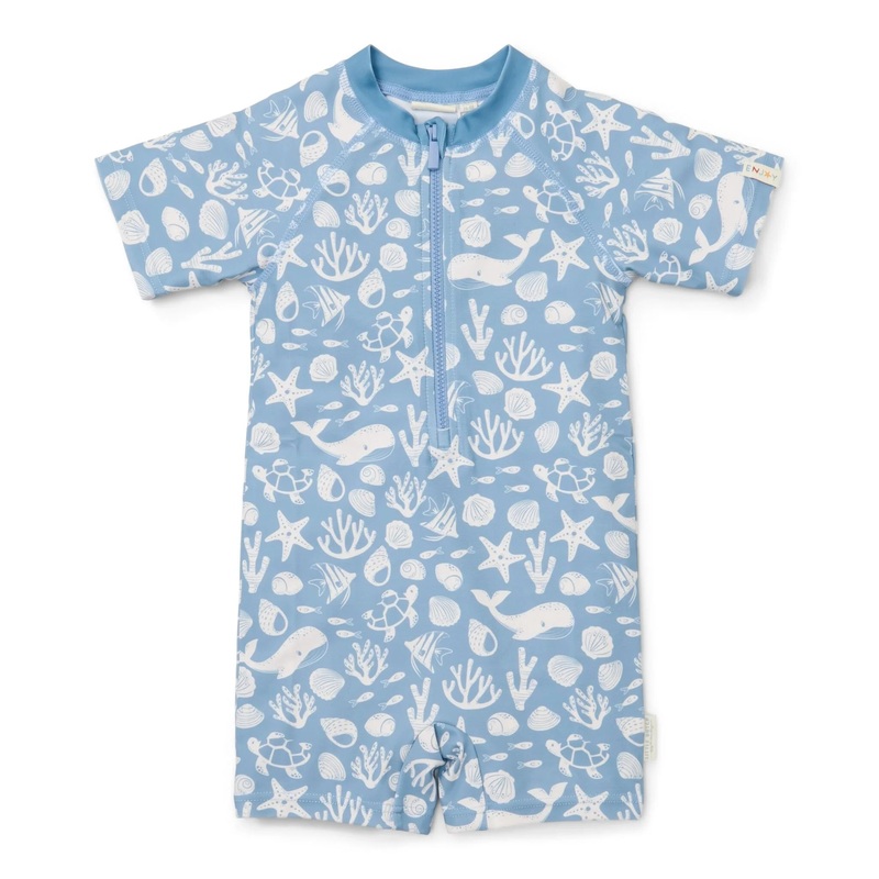 Swimsuit, Short Sleeves – Sea Life Ocean Blue
