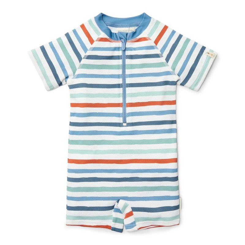 Swimsuit, Short Sleeves – Seashells & Stripes Multi