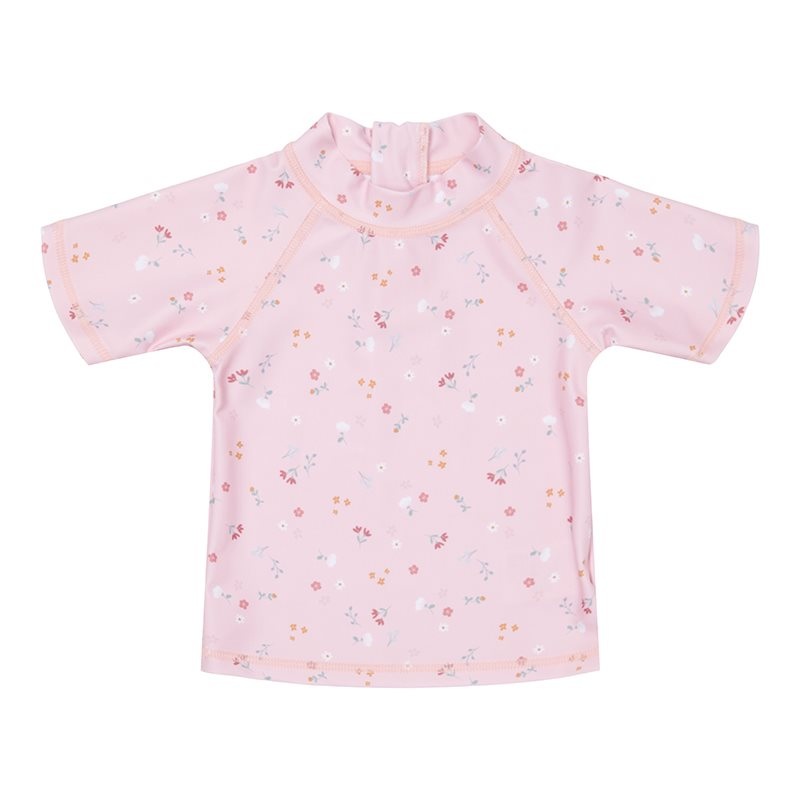 Swim T-Shirt, Short Sleeves – Little Pink Flowers (UPF 50+) Various Sizes