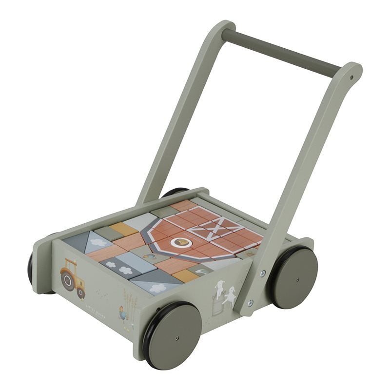 Block Trolley with Wooden Blocks – Little Farm