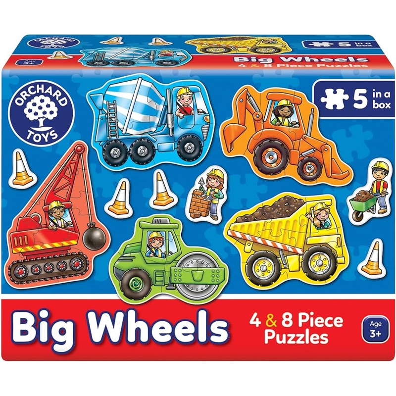 Jigsaw Puzzles, 4 Sets – Big Wheels (4-8 Pieces)