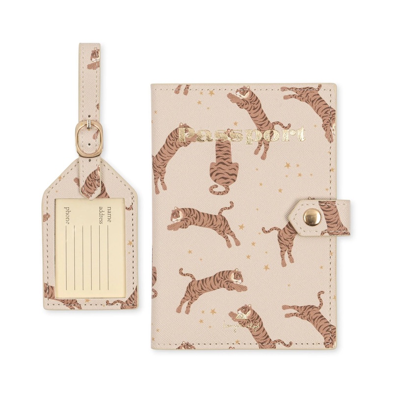 Kids Luggage Tag & Passport Cover – Tiger Sand