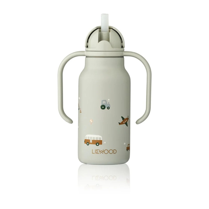 Kimmie Thermal Water Bottle, 250ml – Vehicles/ Dove Blue Mix
