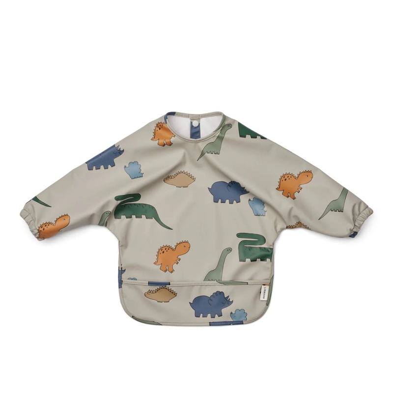 Bib, Long-Sleeves – Merle Dinosaurs/ Mist