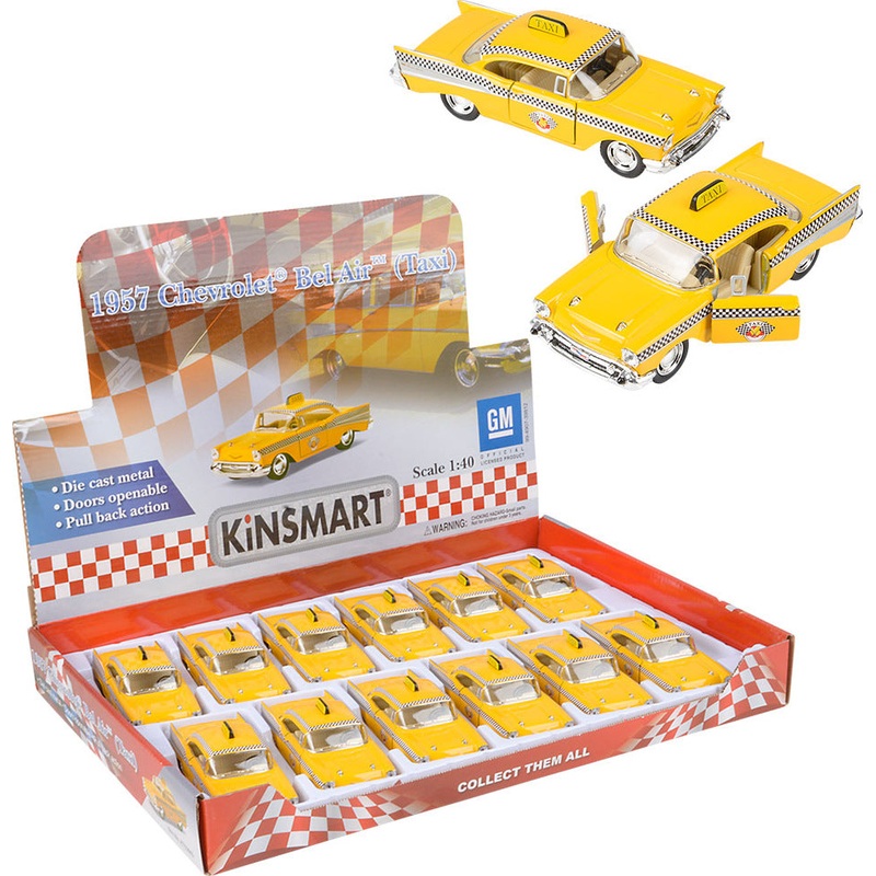 5 Die-cast Pull Back Chevrolet Bel Air Taxi