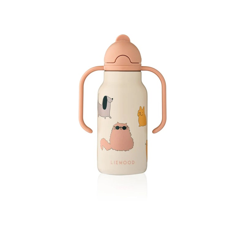 Kimmie Thermal Water Bottle, 250ml – Cats and Dogs/ Sandy