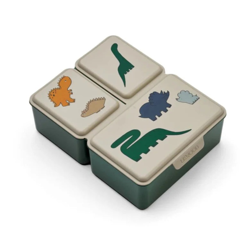 Lunch Box, Driss 3 Compartments – Dinosaurs/ Mist