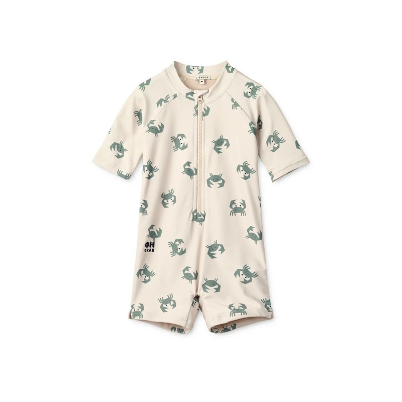 Short-Sleeved UV Jumpsuit, Max – Crab/ Sandy