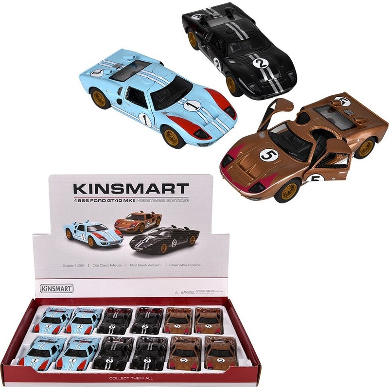 5 Diecast Pull Back 1966 Ford GT 40 Mkii Heritage Edition