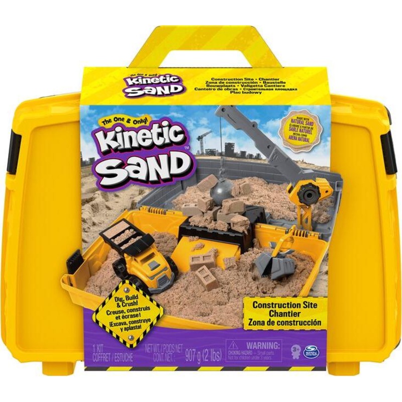 Kinetic Sand, Construction Site Folding Sandbox Playset With Vehicle And 2Lbs Kinetic Sand, For Kids Aged 3 And Up