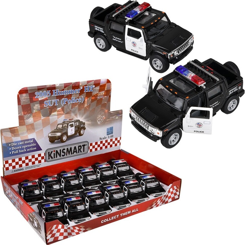5 Diecast Pull Back 2005 Police Hummer H2 Sut