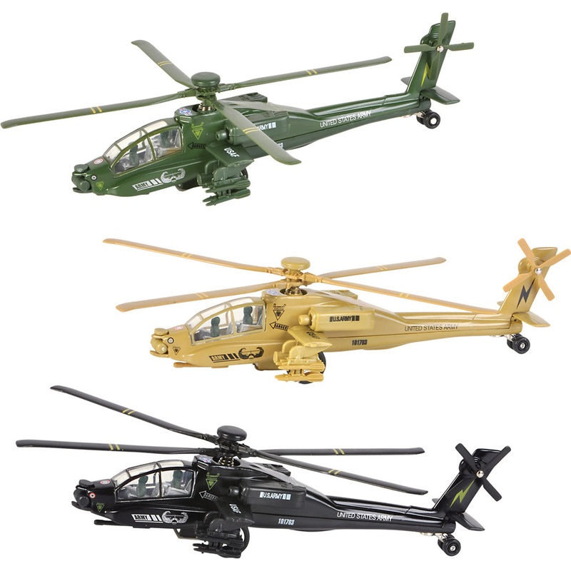 8 Die-cast Pullback Apache Helicopter