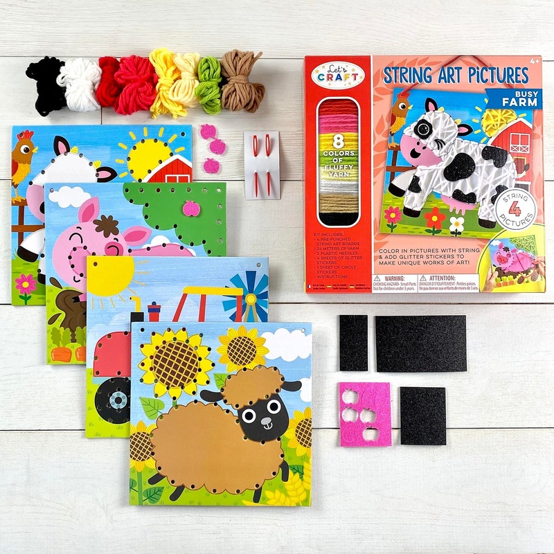 Let’s Craft String Art Pictures Busy Farm Lacing Activity Set