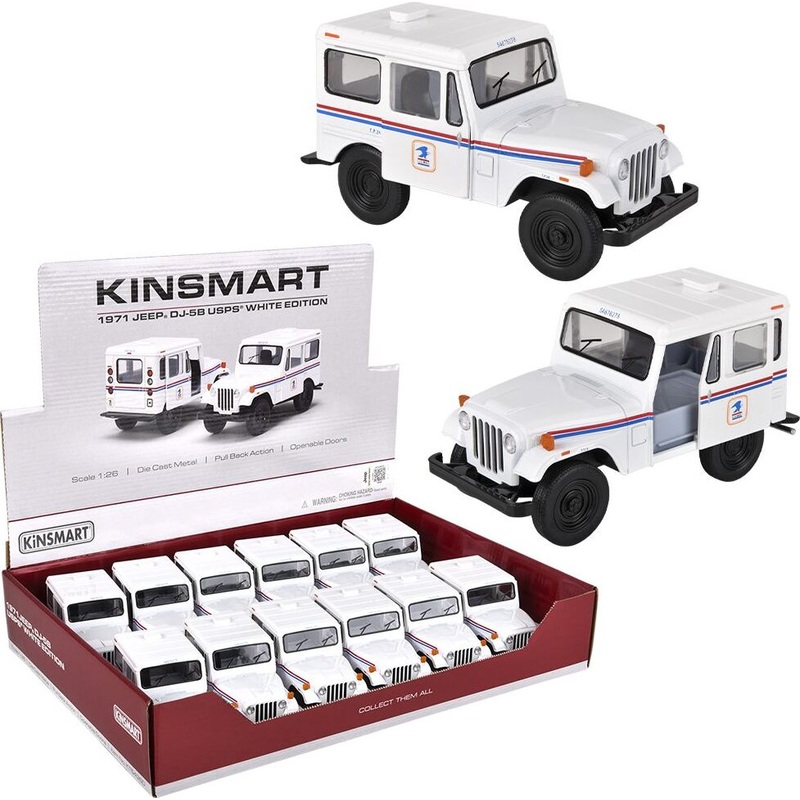 5 Diecast Pull Back 1971 Usps Jeep Dj-5B (sold individually)