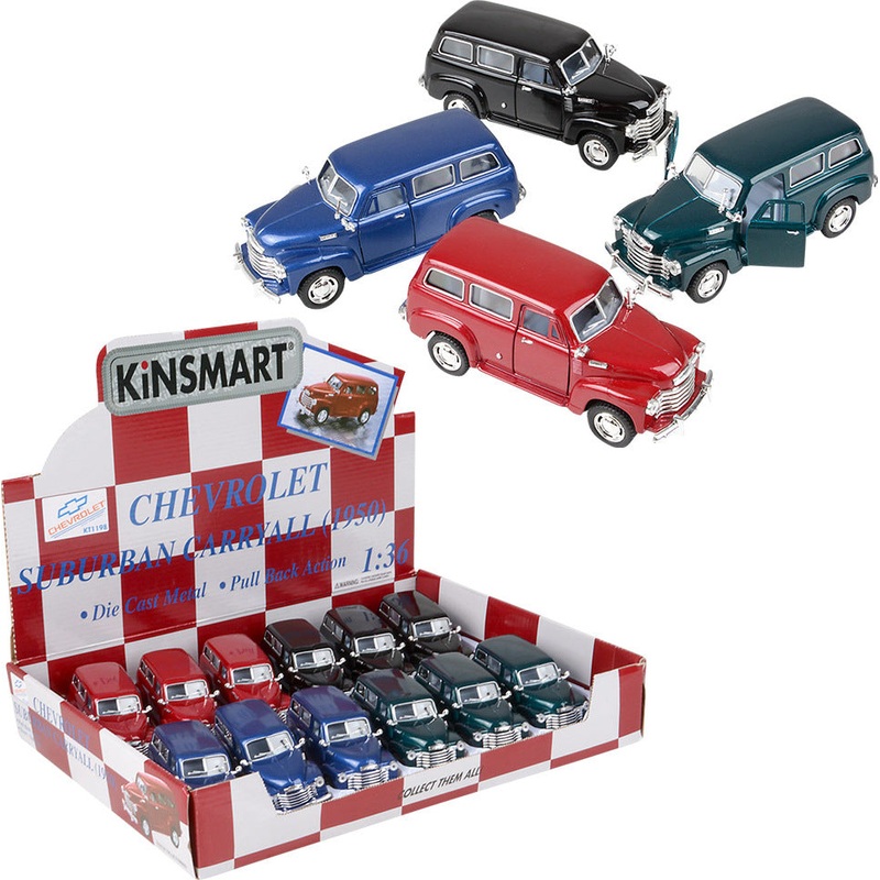 5 Die-cast Pull Back 1950 Chevy Suburban Carryall