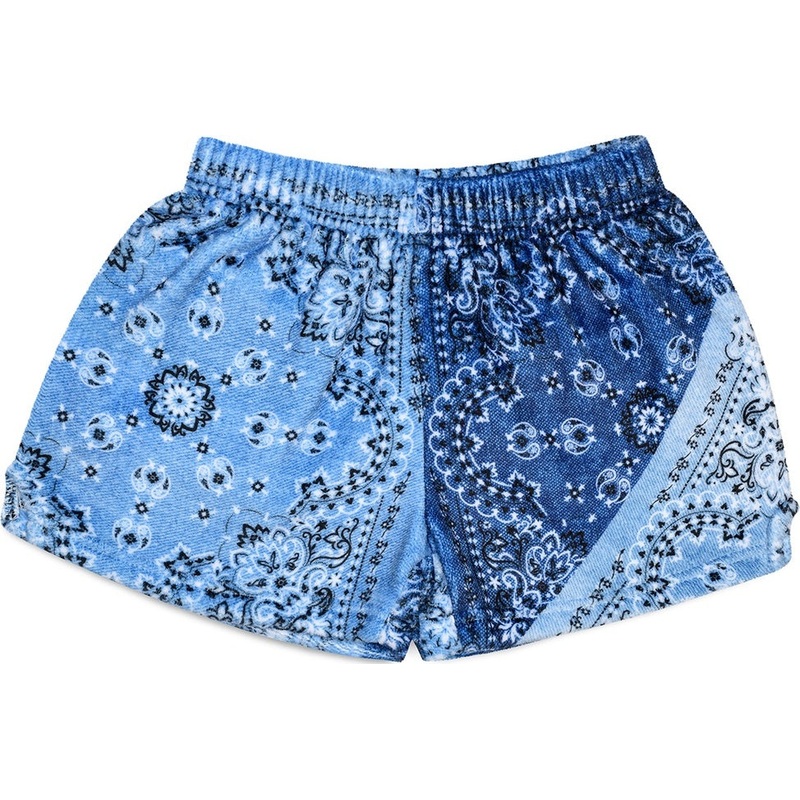 Bandana Denim Plush Shorts (Large)