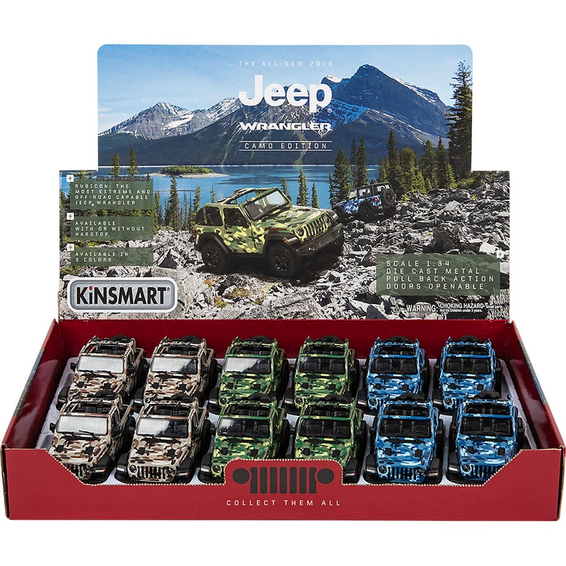 5 Die-cast 2018 Jeep Wrangler Camo Open Top