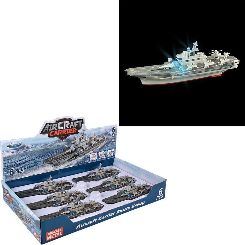 8.5 Diecast Pull Back Air Craft Carrier with Light and Sound