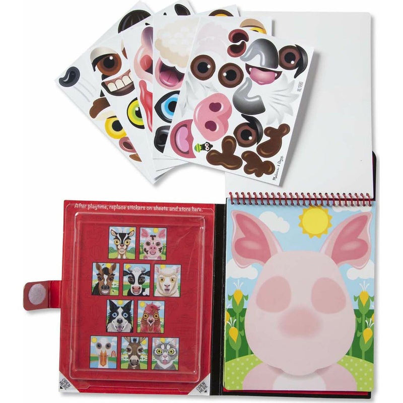 Make-a-Face – Farm Reusable Sticker Pad – On the Go Travel Activity