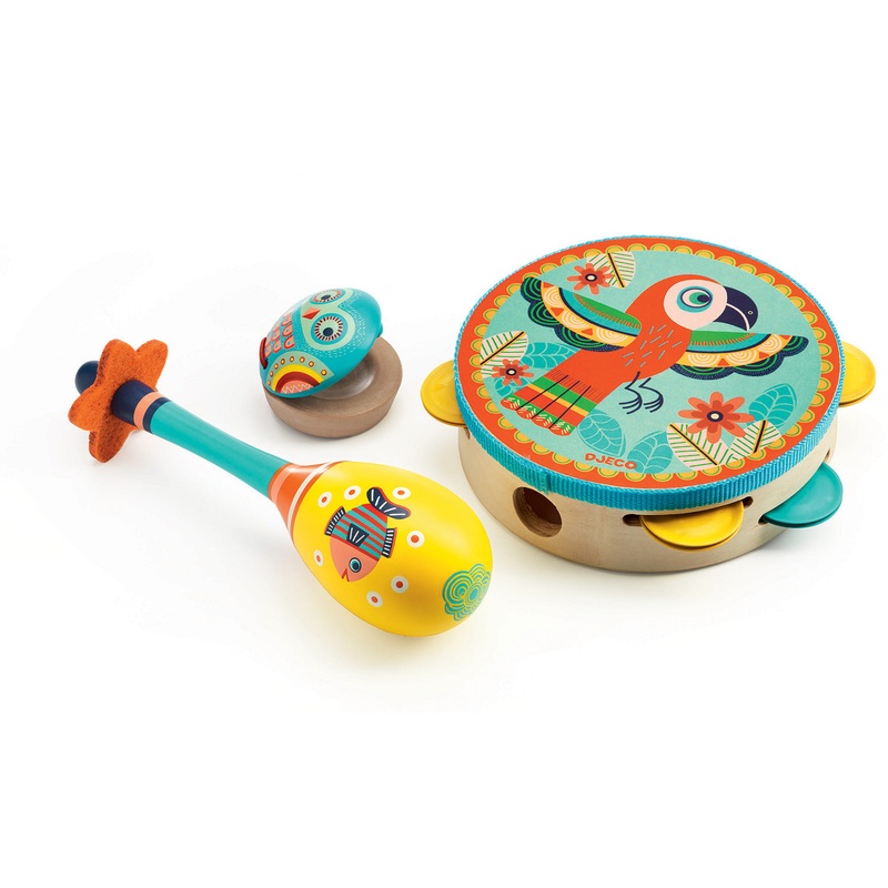 Animambo Set of 3 Instruments: Tambourine – Maracas – Castanet