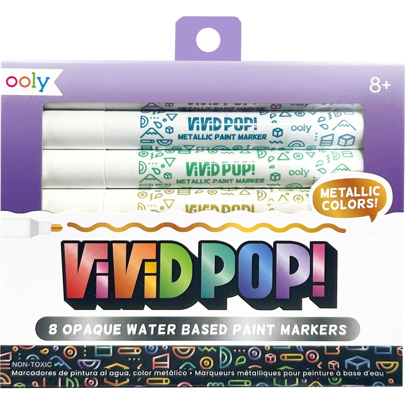 Vivid Pop! Water Based Paint Markers – Metallic – Set of 8