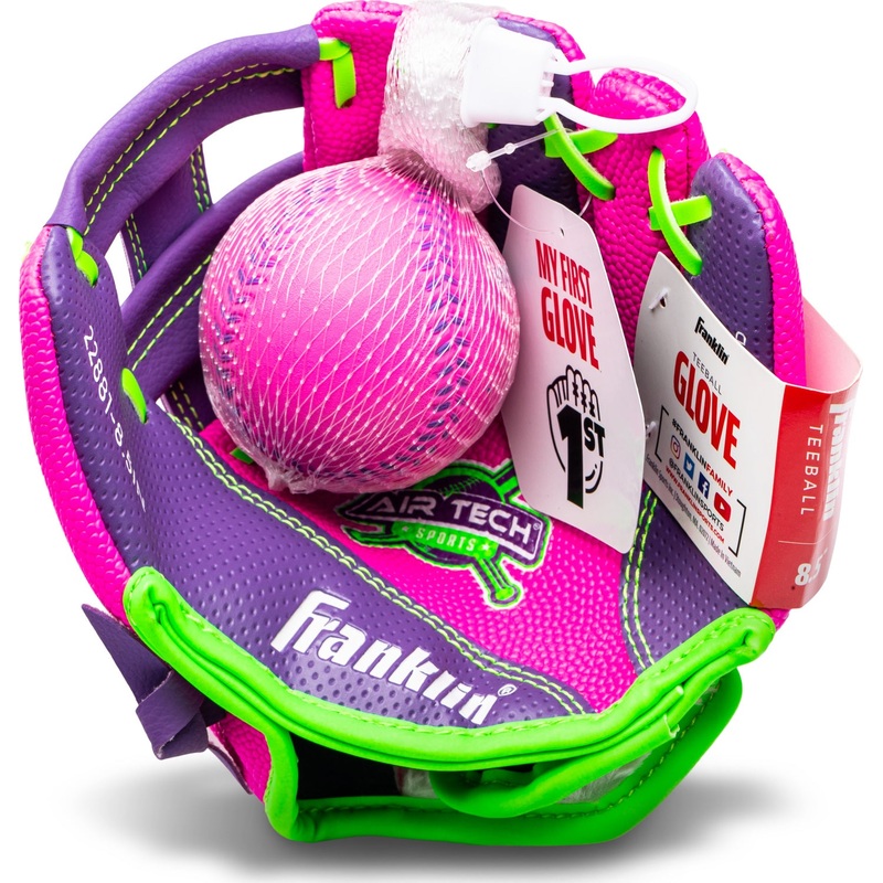 8.5 Pink/Purple Airtech Baseball Glove with Ball