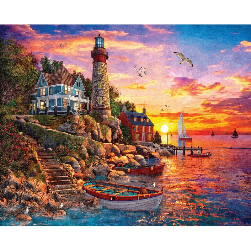 Lighthouse Sunset – 1000 Piece – White Mountain Puzzles