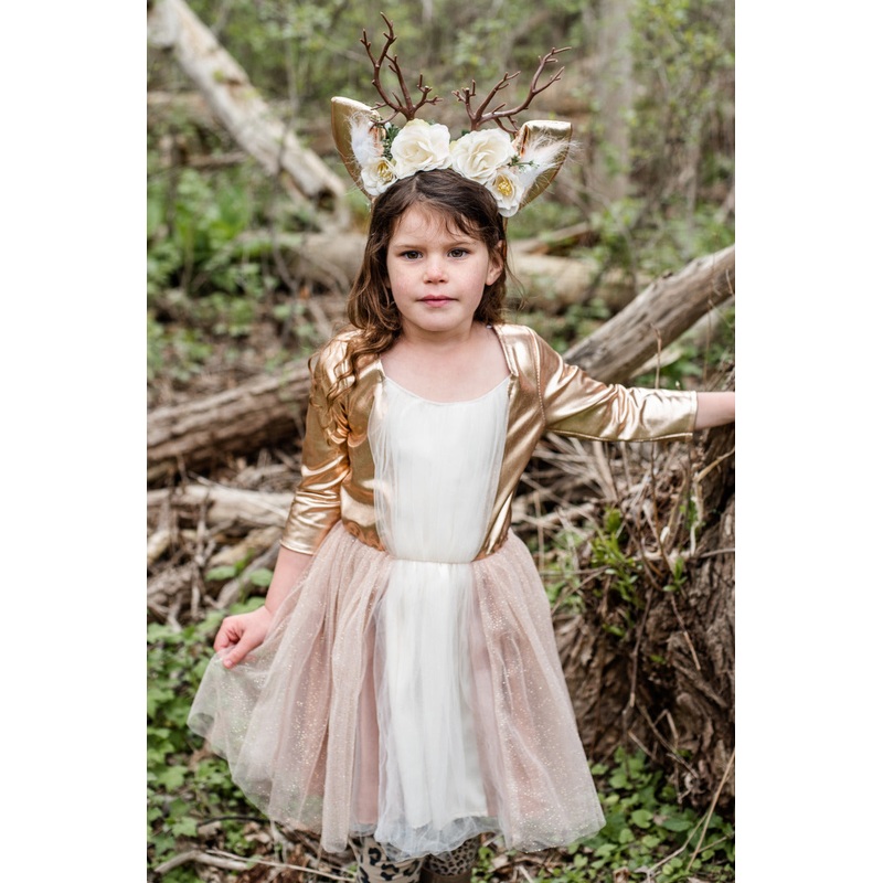 Woodland Deer Dress With Headpiece (Size 3-4)